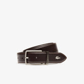 Mens Engraved-Buckle Grained Leather Belt | Lacoste Dark Brown • 028