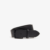 Mens Engraved-Buckle Smooth Leather Belt | Lacoste Black • 000