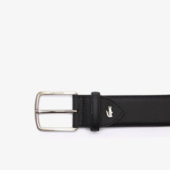 Mens Engraved-Buckle Piqué Canvas Belt | Lacoste Black • 000