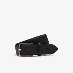 Mens Engraved-Buckle Piqué Canvas Belt | Lacoste Black • 000