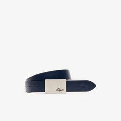 Mens Reversible Leather Belt And 2 Buckles Gift Set | Lacoste Noir Marine 166 • 672