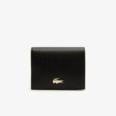 Womens Wo Chantaco Leather Bi-fold Wallet with Coin Purse | Lacoste Black • 000