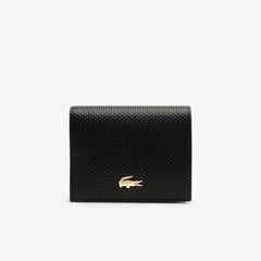 Womens Wo Chantaco Leather Bi-fold Wallet with Coin Purse | Lacoste Black • 000