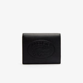 Womens Wo Croco Crew Grained Leather Bi-fold Wallet with Coin Purse | Lacoste Black • 000