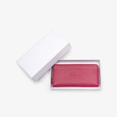 Womens Wo Croco Crew Grained Leather Zip Wallet | Lacoste Sangria • C80