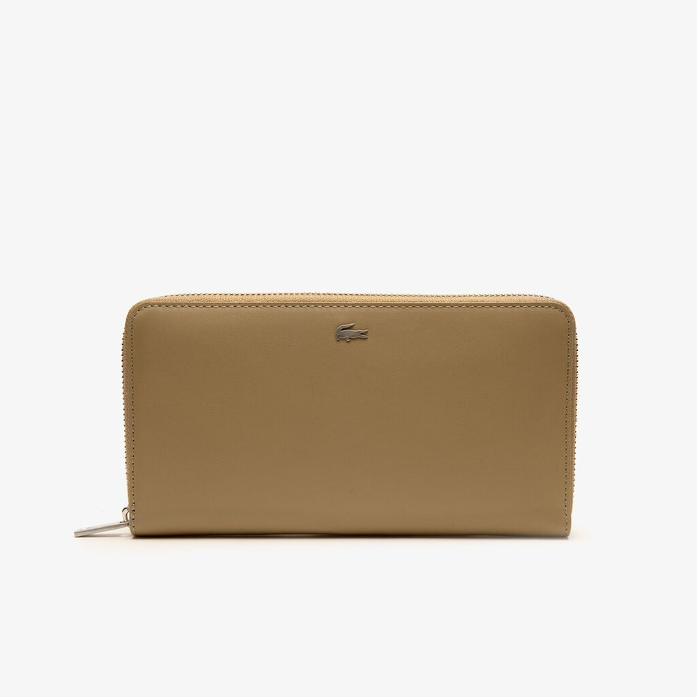 Mens Fitzgerald Zip Colorblock Leather 6 Card Wallet | Lacoste Cornstalk Ebony Peacoat • C55