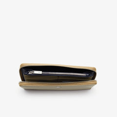 Mens Fitzgerald Zip Colorblock Leather 6 Card Wallet | Lacoste Cornstalk Ebony Peacoat • C55