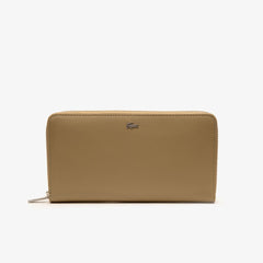 Mens Fitzgerald Zip Colorblock Leather 6 Card Wallet | Lacoste Cornstalk Ebony Peacoat • C55