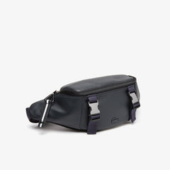 Mens Altitude Grained Leather Zip Fanny Pack | Lacoste Phantom Dark Sapphire • C54