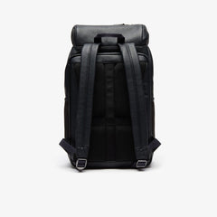 Mens Altitude Grained Leather Flap Backpack | Lacoste Phantom Dark Sapphire • C54