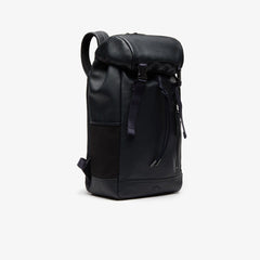 Mens Altitude Grained Leather Flap Backpack | Lacoste Phantom Dark Sapphire • C54