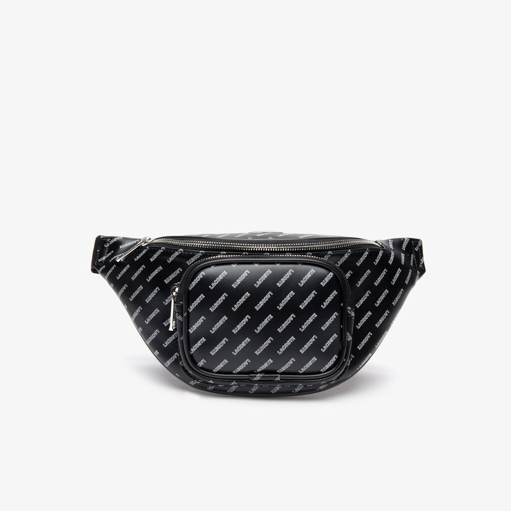 Mens Lacoste LIVE Coated Print Canvas Belt Bag | Lacoste Allover Lacoste Black • C68