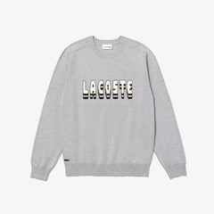 Mens 3D-Lettering Crewneck Cotton Blend Sweater | Lacoste Grey Chine • Cca