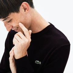 Mens LIVE Crew Neck Cashmere And Cotton Sweater | Lacoste Black • 031