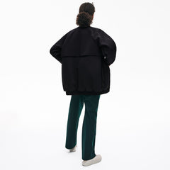 Womens Wo Quilted Lining Long Wool Crepe Bomber Jacket | Lacoste Black • 031