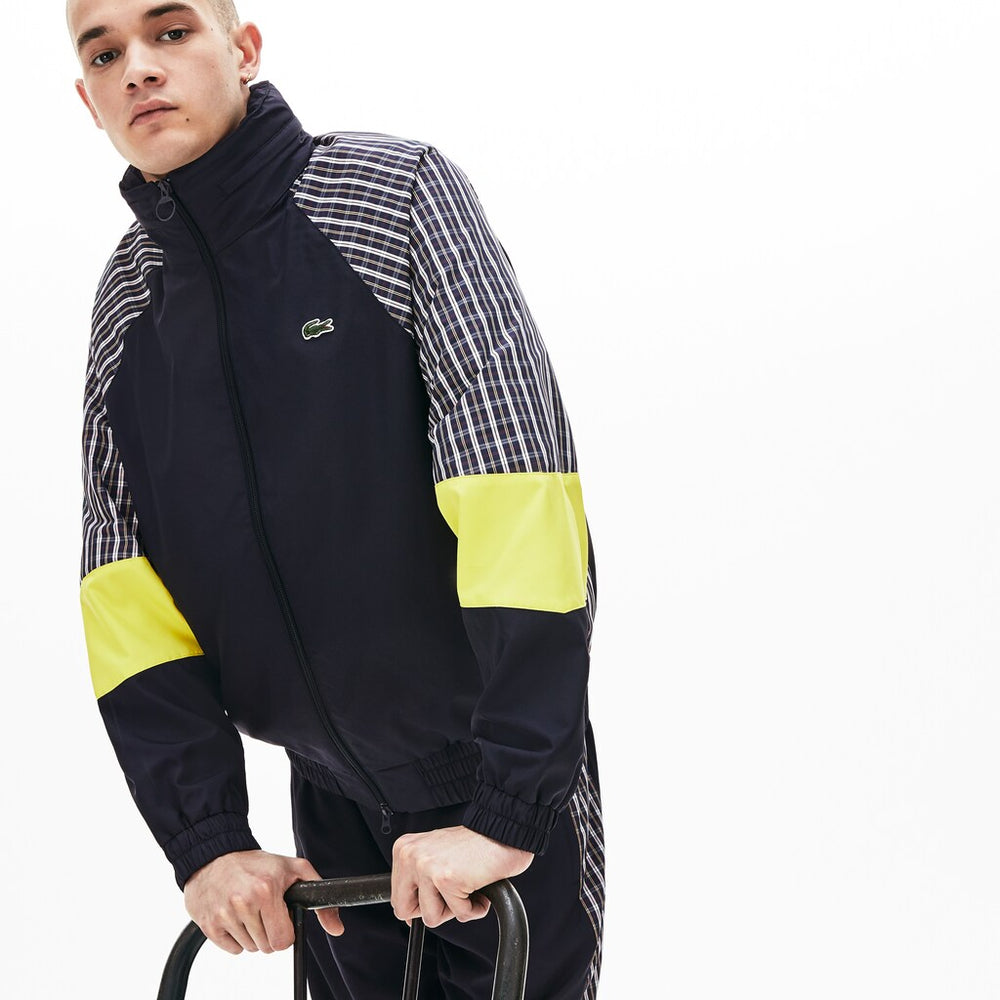 Mens Unisex LIVE Patchwork Track Jacket | Lacoste Blue / Yellow / White • 2Tf
