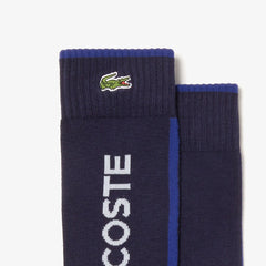 Mens SPORT Striped And Logo Socks | Lacoste Navy Blue / Red / Grey • 1Kp