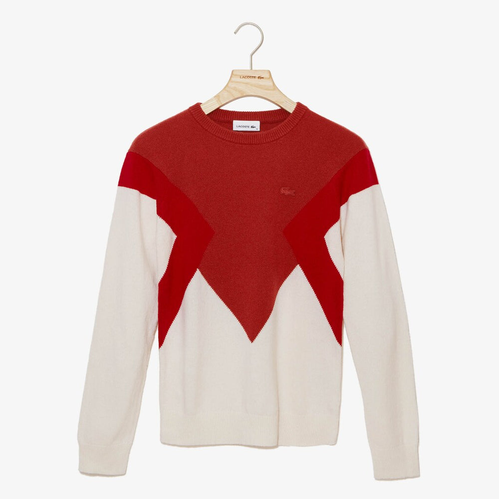 Womens Wo Multi Color Design Sweater | Lacoste White / Red / Bordeaux • 0Sr