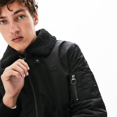 Mens Sherpa Collar Padded Bomber Jacket | Lacoste Black / Blue • Hx7