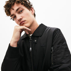 Mens Sherpa Collar Padded Bomber Jacket | Lacoste Black / Blue • Hx7