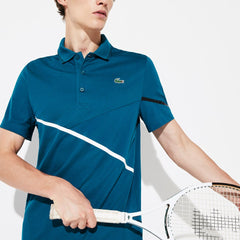 Mens SPORT Mesh-Paneled Piqué Tennis Polo | Lacoste Blue / White / Black • 2Fc