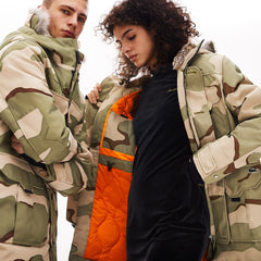 Mens Unisex Lacoste LIVE Faux Fur Hooded Parka | Lacoste Beige / White • 2Ug