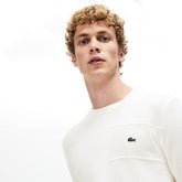 Mens Crewneck Texturized Cotton Sweater | Lacoste White • 70V