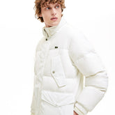 Mens Detachable Hood Water-Resistant Quilted Jacket | Lacoste White • 70V