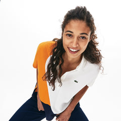 Womens Wo Color-Block Thermoregulating Piqué Polo | Lacoste Navy Blue / White / Orange • 0U4