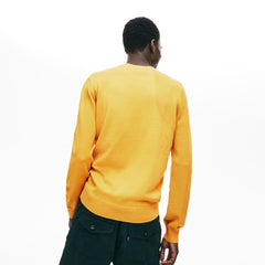 Mens Crewneck Textured Thermoregulating Sweater | Lacoste Yellow / Navy Blue • 1Tv