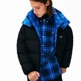 Mens LIVE Print-Lined Reversible Quilted Jacket | Lacoste Black / Blue / White • 2Qf