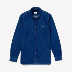 Mens Loose Fit Snap-Button Denim Shirt | Lacoste Blue • Cdz