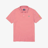 Mens Presidents Cup Pinstriped Breathable Jersey Golf Polo | Lacoste Red / White • 564