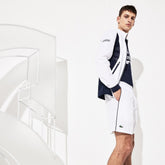 Mens SPORT Novak Djokovic Stretch Technical Shorts | Lacoste White / Navy Blue • 522