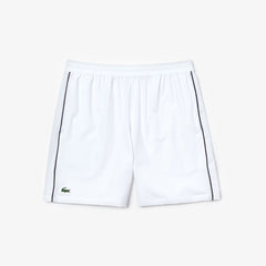 Mens SPORT Novak Djokovic Stretch Technical Shorts | Lacoste White / Navy Blue • 522