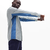 Mens Regular Fit Paneled Print-Blocked Cotton Shirt | Lacoste Blue / White / Navy Blue • 1R2