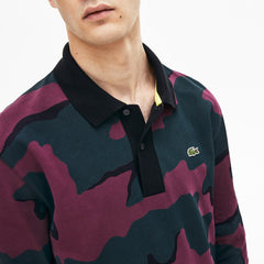 Mens LIVE Loose Fit Camo Cotton Polo Shirt | Lacoste Green / White • Dcj