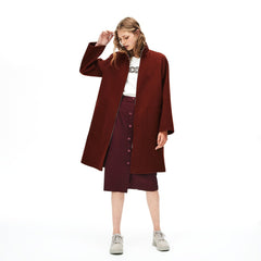 Womens Wo Standup Collar Wool-Blend Zip Coat | Lacoste Brown • 5C0