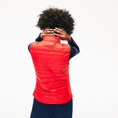 Womens Wo SPORT Water-Resistant Quilted Technical Golf Vest | Lacoste Red / Navy Blue • 3Yn