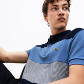 Mens Regular Fit Paneled Color-Blocked Polo Shirt | Lacoste Navy Blue / Blue / White • 238