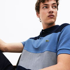 Mens Regular Fit Paneled Color-Blocked Polo Shirt | Lacoste Navy Blue / Blue / White • 238
