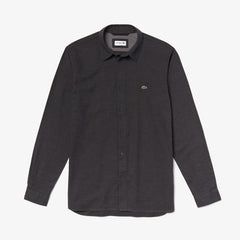Mens Slim Fit Cotton Flannel Shirt | Lacoste Grey • El6