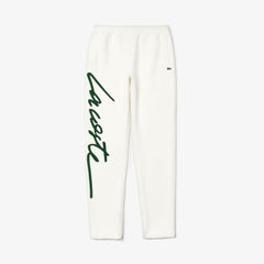 Mens Unisex LIVE Signature Textured Fleece Sweatpants | Lacoste White / Green • X0N