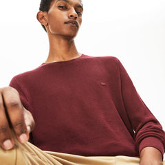 Mens Crew Neck Cotton Piqué Sweater | Lacoste Bordeaux • 328