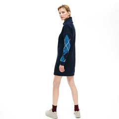 Womens Wo Made In France Jacquard Patterned Fleece Sweatshirt Dress | Lacoste Navy Blue • 166