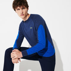 Mens SPORT Color-Blocked Breathable Wool Sweater | Lacoste Blue Chine / Blue • 1Zn