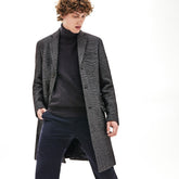 Mens Glen Plaid Wool Blend Chesterfield Coat | Lacoste White / Black • E6V