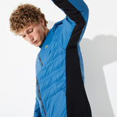 Mens SPORT Quilted Mixed-Material Zip Tennis Jacket | Lacoste Blue / Black / White • Zk8