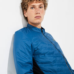Mens SPORT Quilted Mixed-Material Zip Tennis Jacket | Lacoste Blue / Black / White • Zk8