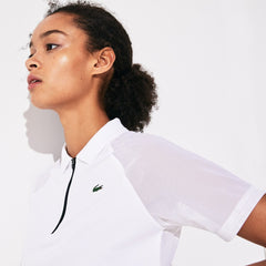 Womens Wo SPORT Geometric Print Breathable Tennis Polo | Lacoste White / Flashy Yellow / Black • 1Qr